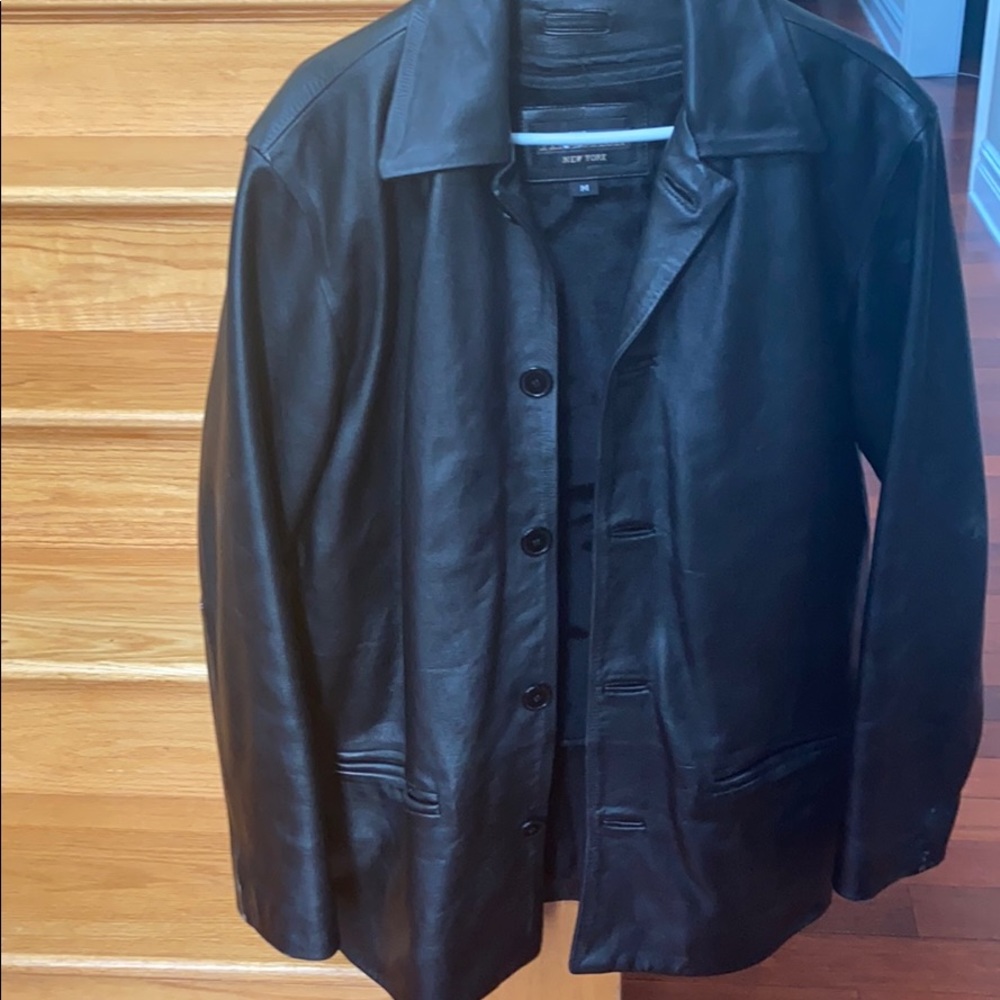 Heavy warm leather jacket.